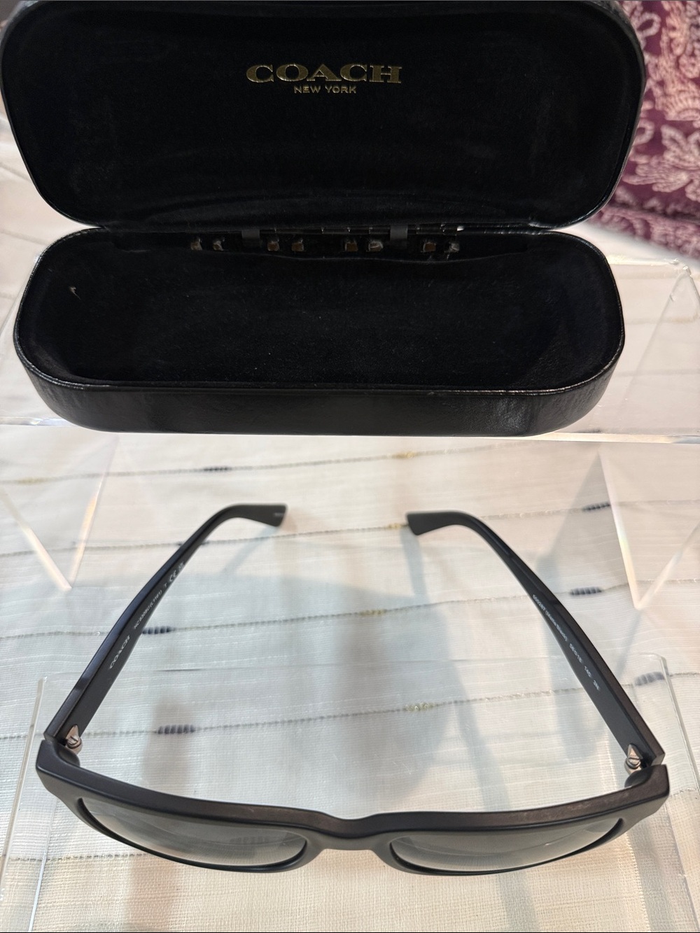 Coach Black Women's Square Sunglasses with Black Coach Case - Picture 4 of 5